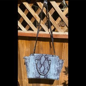 Michael Kors Gray Black Snakeskin Leather Tote